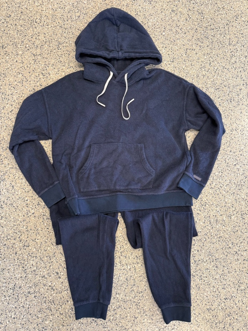 Outerknown Black Women's Towelling Hooded Sweatshirt and Joggers Set